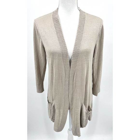 J. Jill Sweaters - J JILL Linen Womens Open Front Cardigan 3/4 Sleeve Off White Size Small Sweater